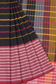  Black Handloom Dhaniakhali Cotton Saree - 10063547