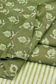 Green Dabu Printed Cotton Salwar Suit Material  - Avishya