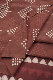 Brown Dabu Printed Cotton Salwar Suit Material 10063703