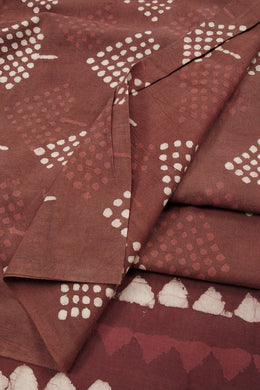 Brown Dabu Printed Cotton Salwar Suit Material 10063703