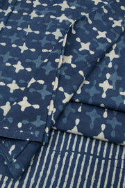 Blue Dabu Printed Cotton Salwar Suit Material - Avishya