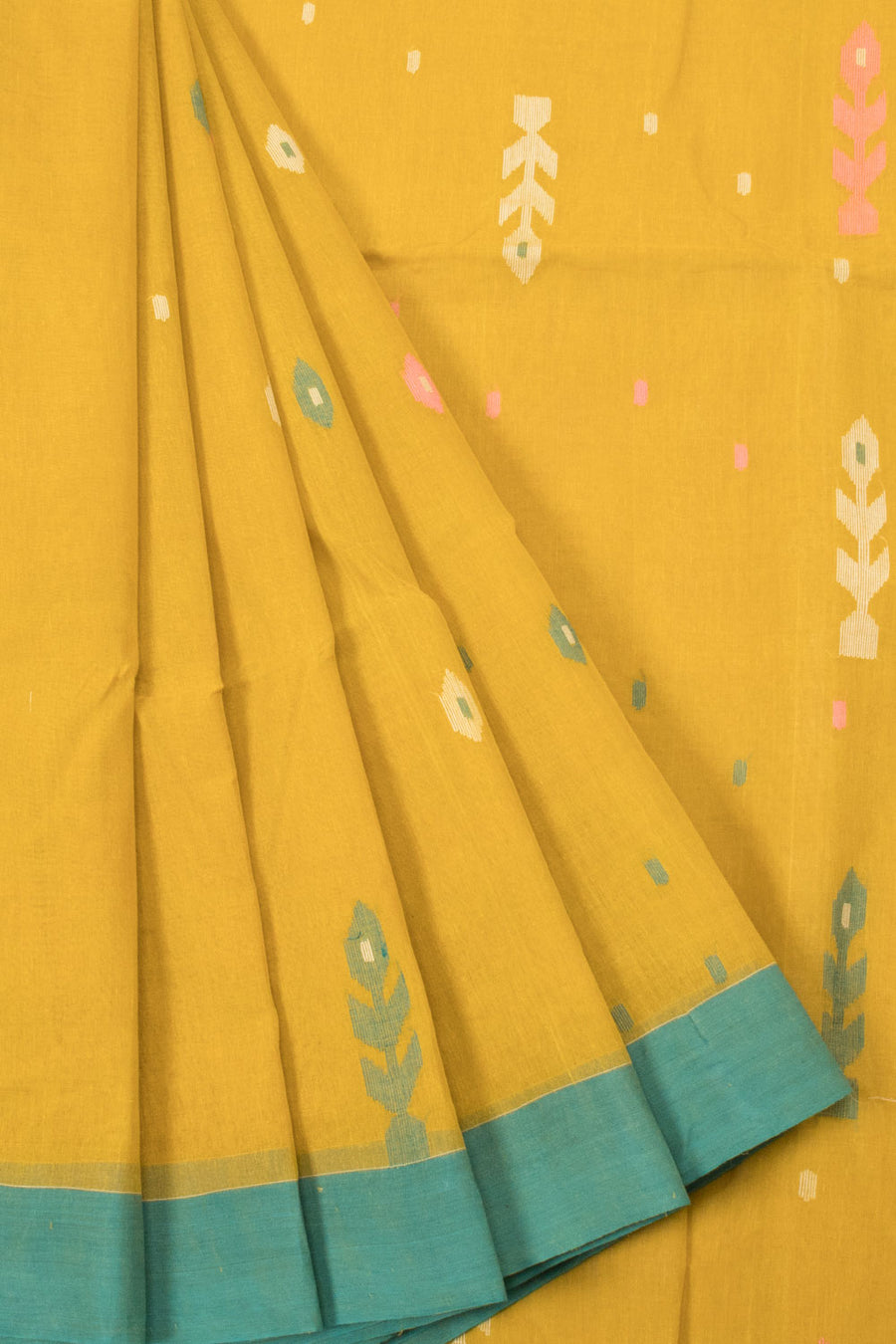 Yellow Handloom Bengal Tant Cotton Saree - Avishya