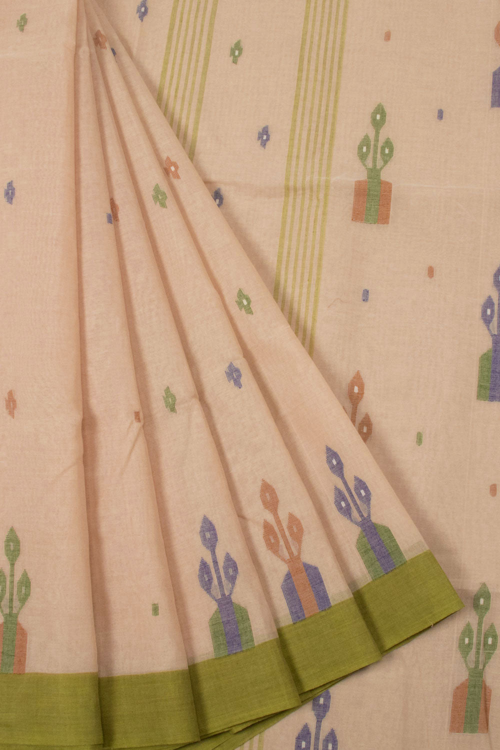 Baby Pink Handloom Bengal Tant Cotton Saree - Avishya