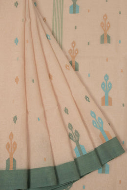 Cream Handloom Bengal Tant Cotton Saree - Avishya