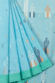 Blue Handloom Bengal Tant Cotton Saree - Avishya