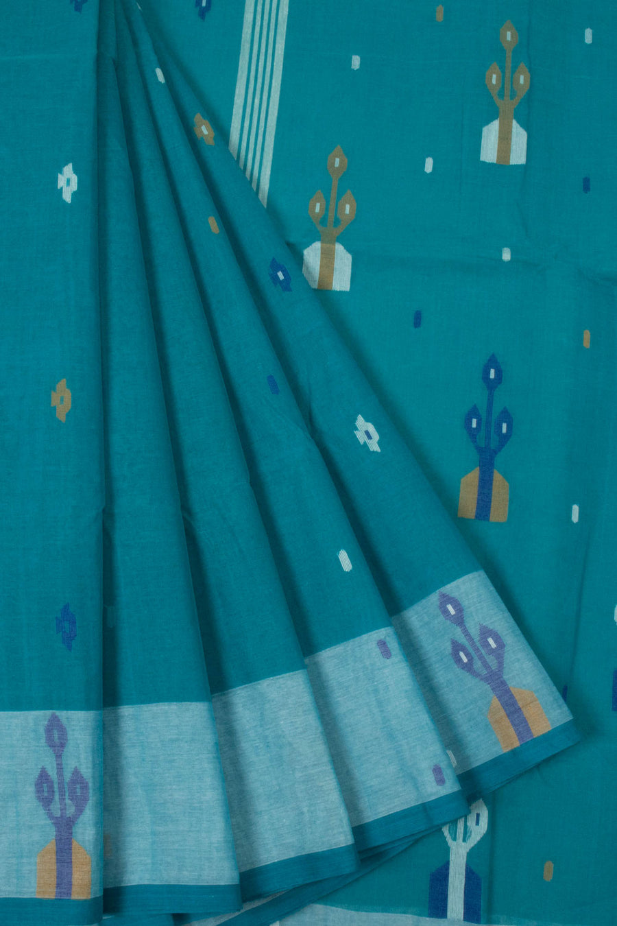  Blue Handloom Bengal Tant Cotton Saree - Avishya