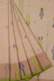 Beige Handwoven Bengal Tant Cotton Saree - Avishya