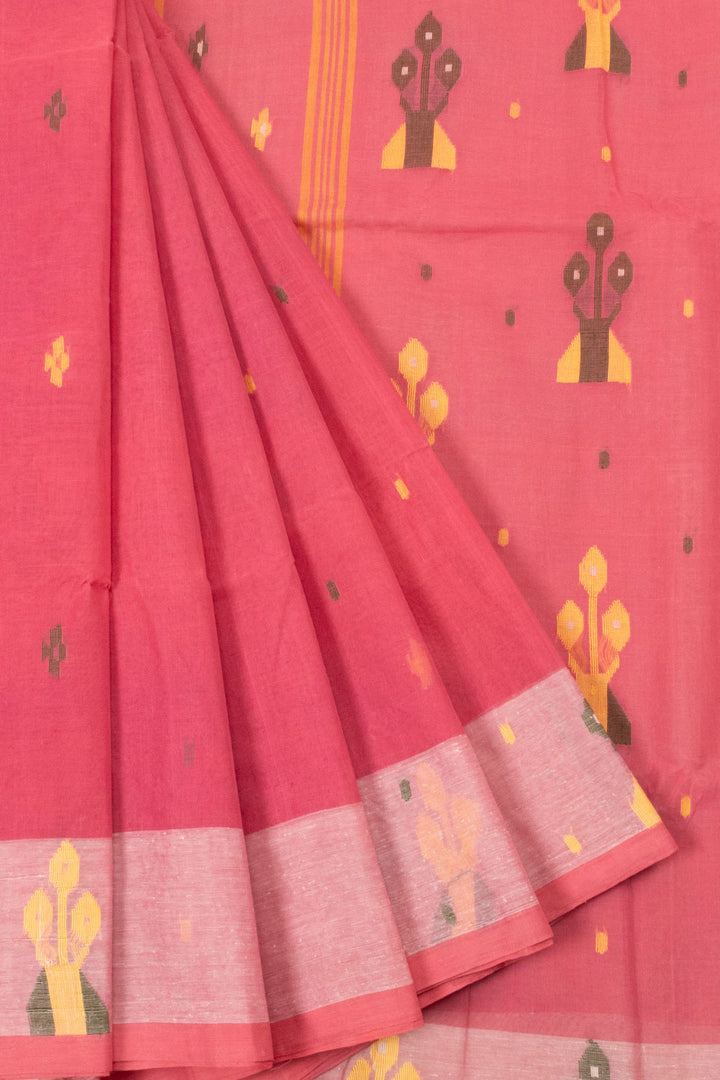 Pink Handloom Bengal Tant Cotton Saree - Avishya