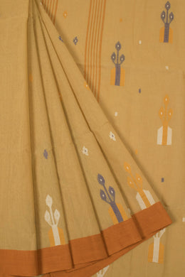 Sandal Handwoven Bengal Tant Cotton Saree - Avishya