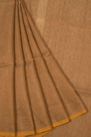 Coffee Brown Handloom Bengal Tant Cotton Saree - Avishya