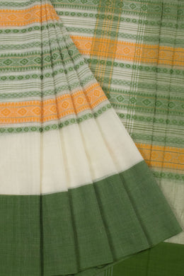 Off White Handloom Dhaniakhali Cotton Saree 10063786