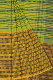 Avocado Green Handloom Dhaniakhali Cotton Saree 10063787