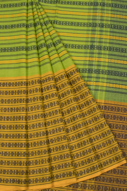 Avocado Green Handloom Dhaniakhali Cotton Saree 10063787