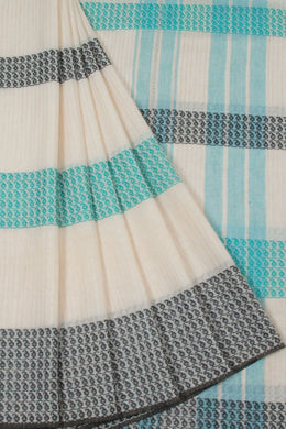 Off White Handloom Dhaniakhali Cotton Saree 10063797