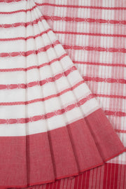 White Handloom Dhaniakhali Cotton Saree 10063800