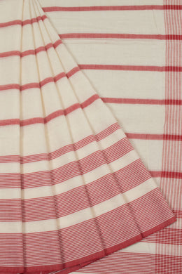 Cream Handloom Dhaniakhali Cotton Saree 10063802