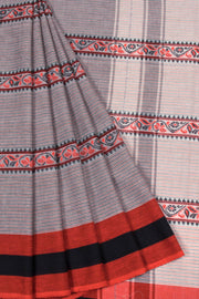Nobel Grey Handloom Dhaniakhali Cotton Saree 10063804