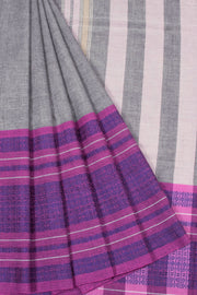 Grey Handloom Dhaniakhali Cotton Saree 10063805