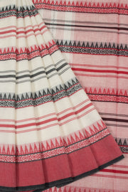 White Handloom Dhaniakhali Cotton Saree 10063806