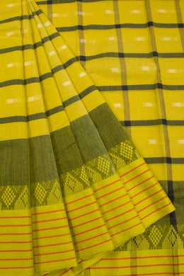 Yellow Handloom Dhaniakhali Cotton Saree - Avishya