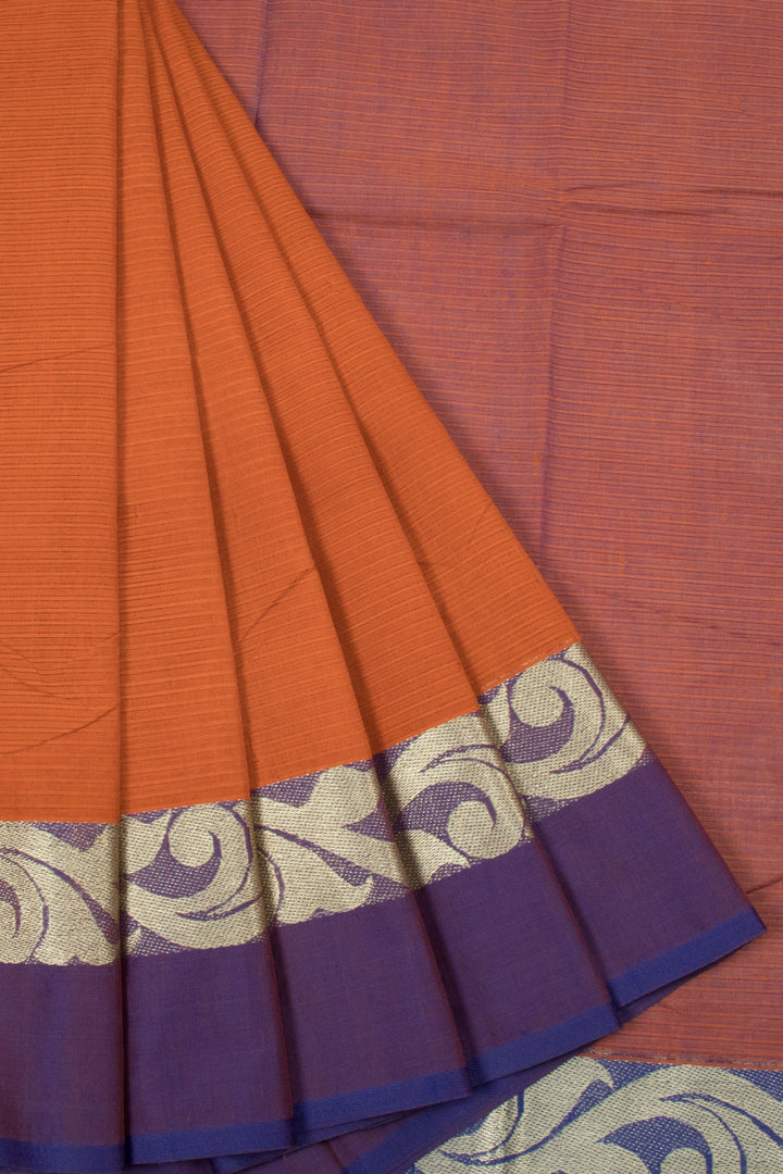 Terrakota Orange Handloom Dhaniakhali Cotton Saree 10063808