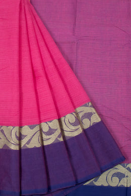 Hot Pink Handloom Dhaniakhali Cotton Saree 10063809
