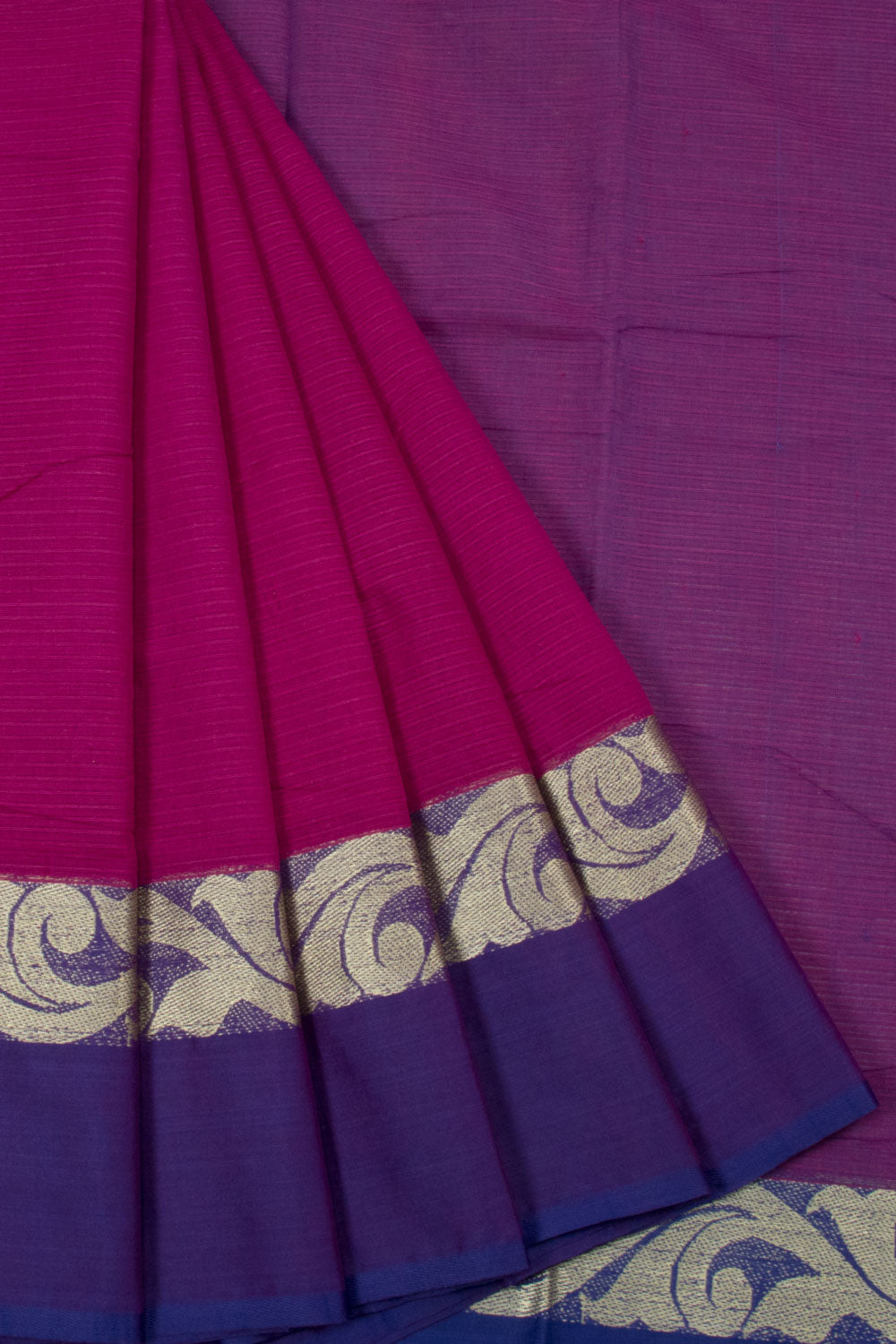 Dark Fuschia Violet Handloom Dhaniakhali Cotton Saree 10063811