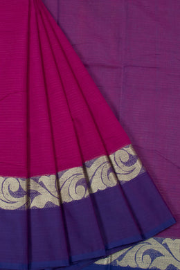 Dark Fuschia Violet Handloom Dhaniakhali Cotton Saree 10063811