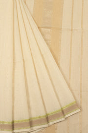 Off White Handloom Maheshwari Silk Cotton Saree  - Avishya