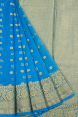 Copper Sulphate Blue Banarasi Organza Saree 10063847