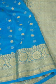 Copper Sulphate Blue Banarasi Organza Viscose Saree 10063847