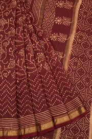 Maroon Akola Dabu Printed Saree - Avishya 