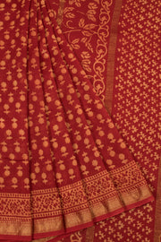 Maroon Akola Dabu Printed Saree - Avishya