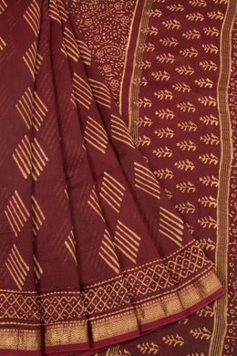 Maroon Akola Dabu Printed Saree - Avishya
