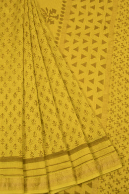 Yellow Akola Dabu Printed Saree - Avishya