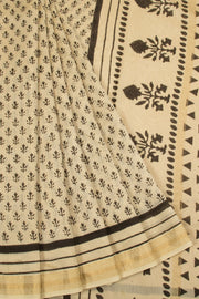 Cream Akola Dabu Printed Saree - Avishya 