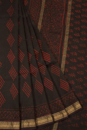 Night Brown Akola Dabu Printed Saree  - Avishya 