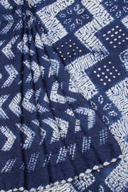Navy Blue Handwoven Bandhani Modal Saree 10063901