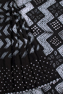 Black Handwoven Bandhani Modal Saree 10063903