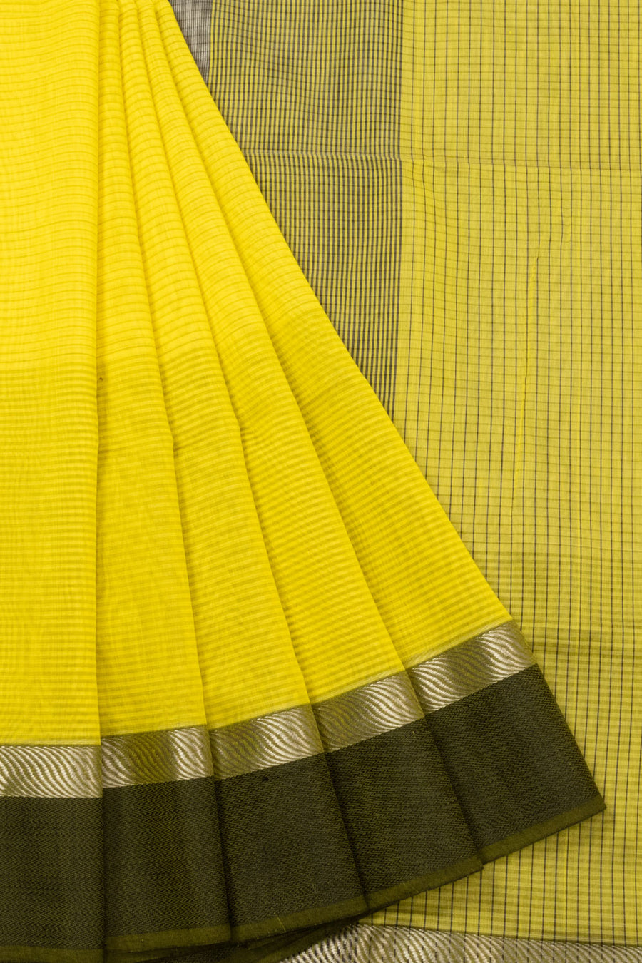 Yellow Handloom Maheshwari Silk Cotton Saree - Avishya