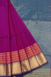 Jam Purple Handloom Maheshwari Silk Cotton Saree - Avishya