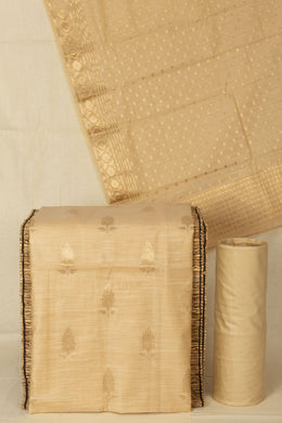 Beige 3 Piece Banarasi Silk Cotton Salwar Suit Material - Avishya