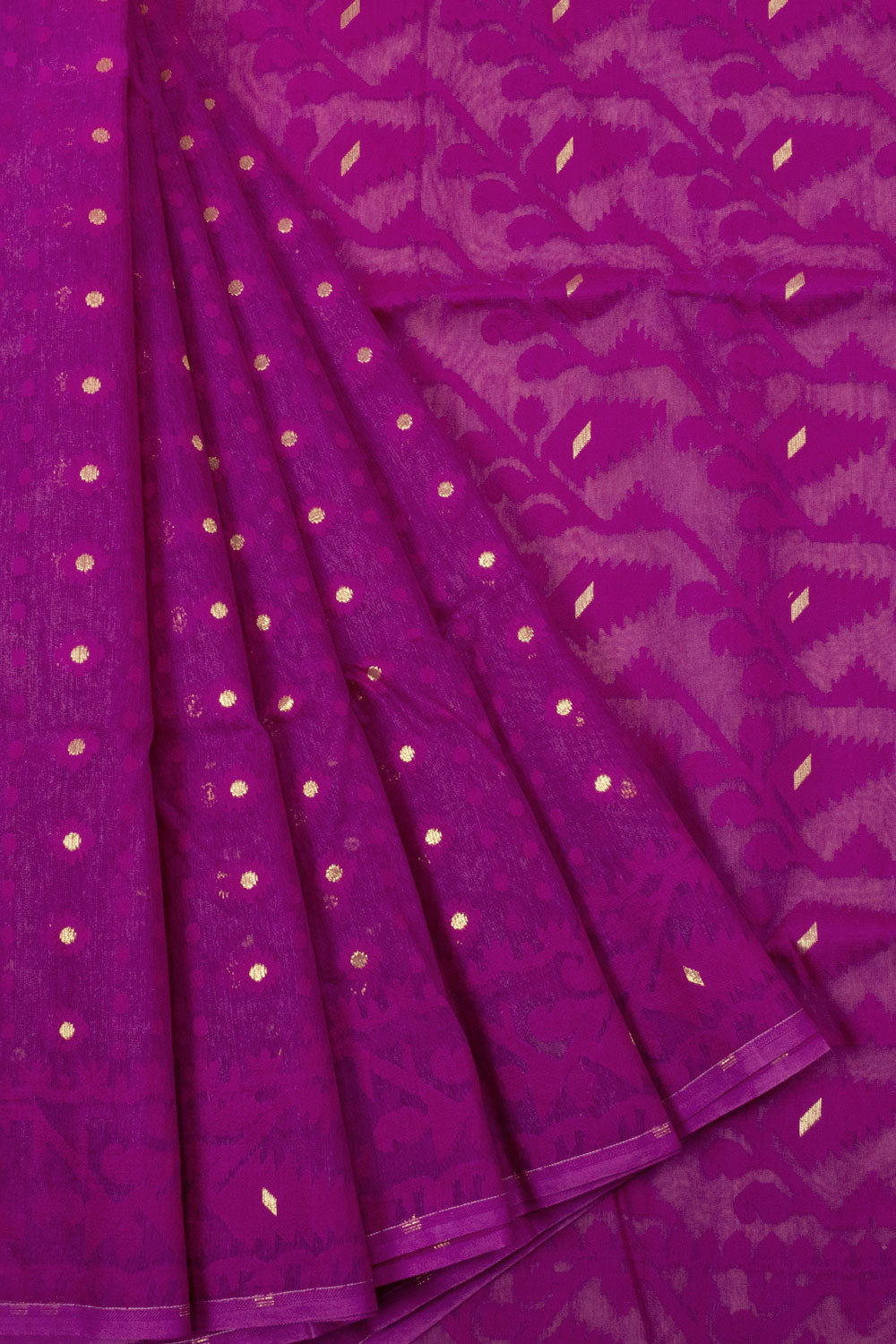 Violet Handloom Jamdani Style Jamdani Cotton Saree 10064009