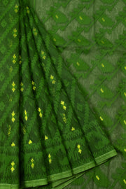 Green Handloom Jamdani Style Jamdani Cotton Saree 10064012