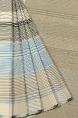 Off white Handloom Maheswari Silk Cotton Saree- Avishya