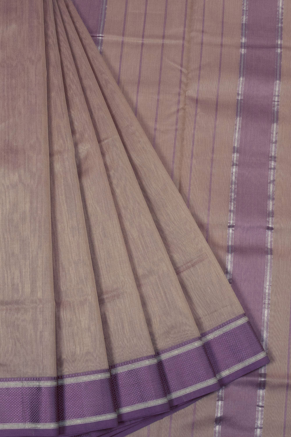 Mauve Handloom Maheswari Silk Cotton Saree -Avishya