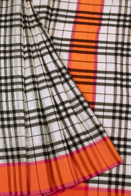 Off White Handloom Maheswari Silk Cotton Saree - Avishya