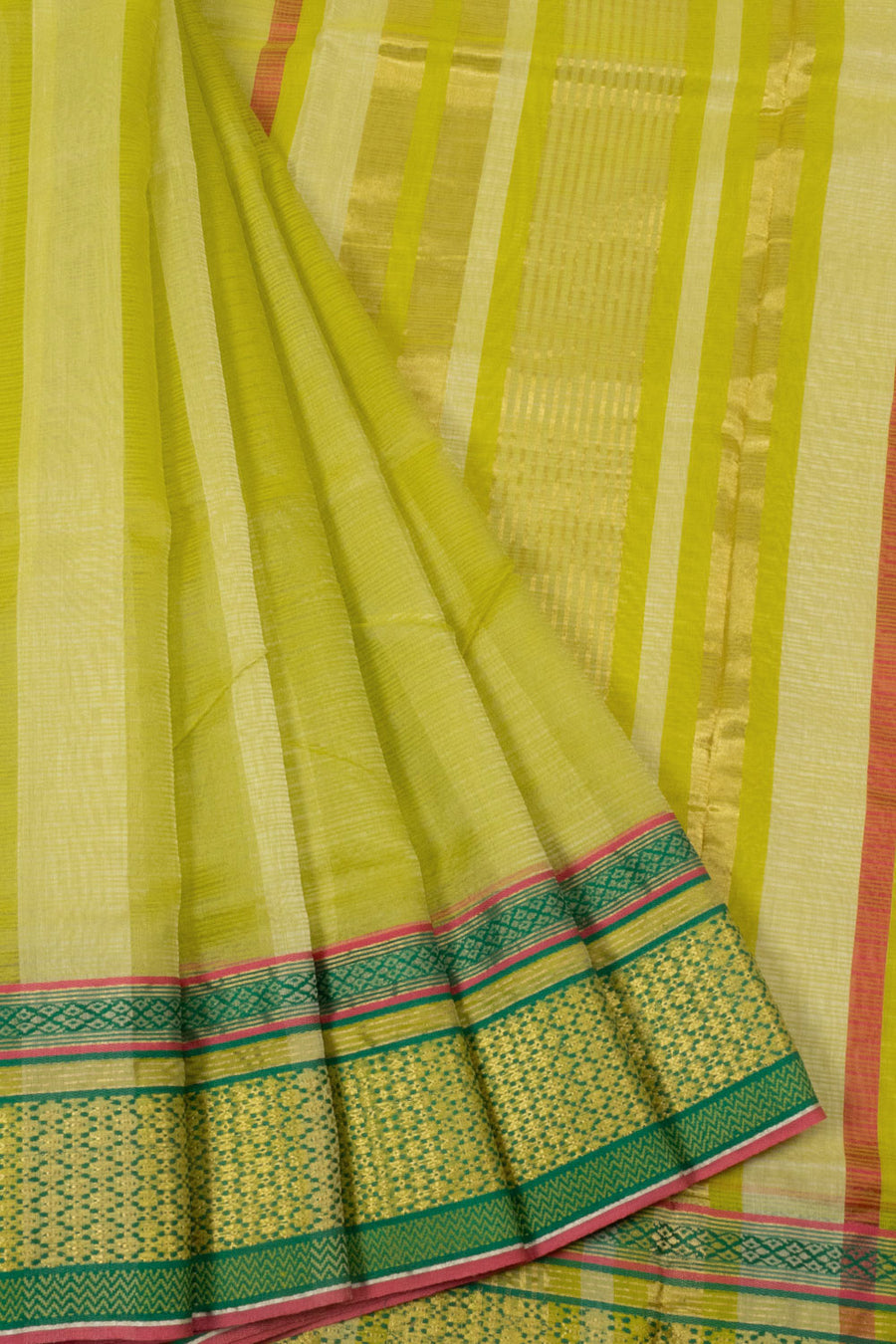 Green Handloom Maheshwari Silk Cotton Saree - Avishya.com 