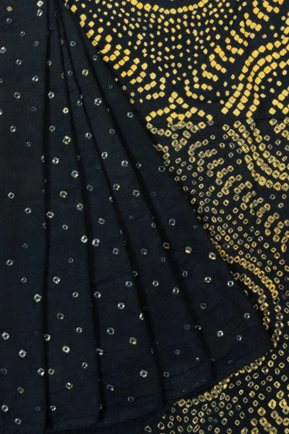 Bandhani Thread Black Handcrafted Bandhani Cotton Saree | Avishya.com