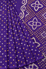 Purple Handcrafted Bandhani Cotton Saree 10064135